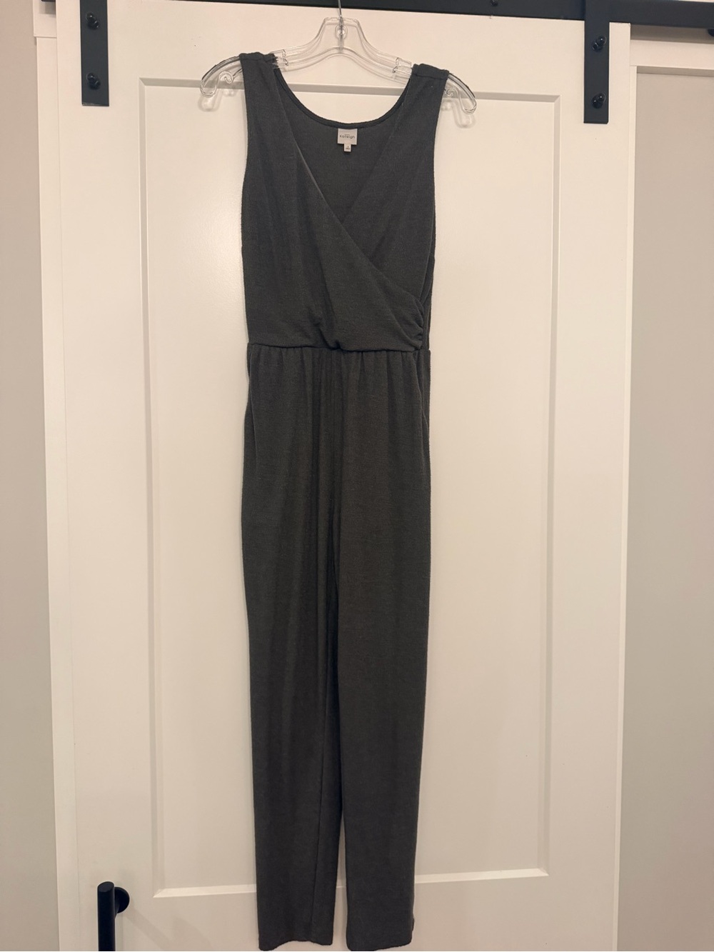 Kaileigh Gray Sleeveless Faux-Wrap Jumpsuit
